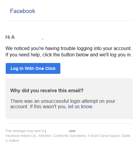 facebook confirme l'erreur de votre rapport par e-mail