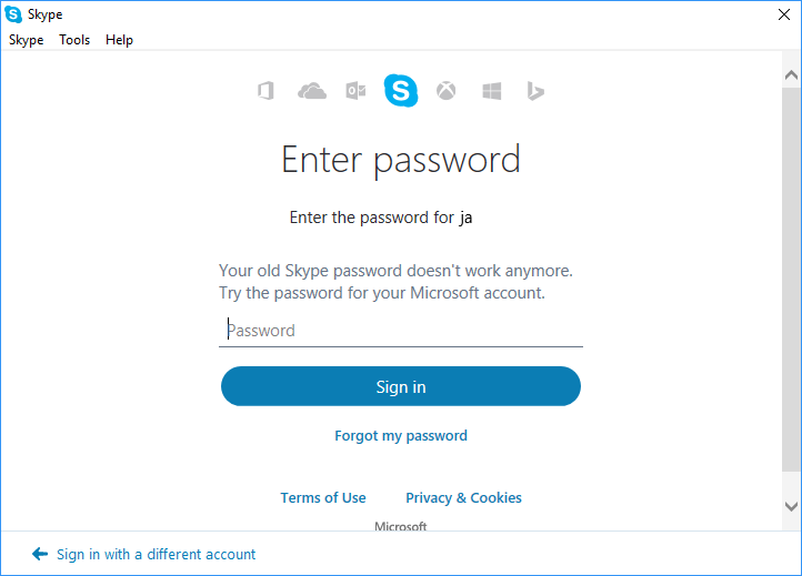 how to change skype password to old password