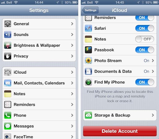 find my iphone icloud account